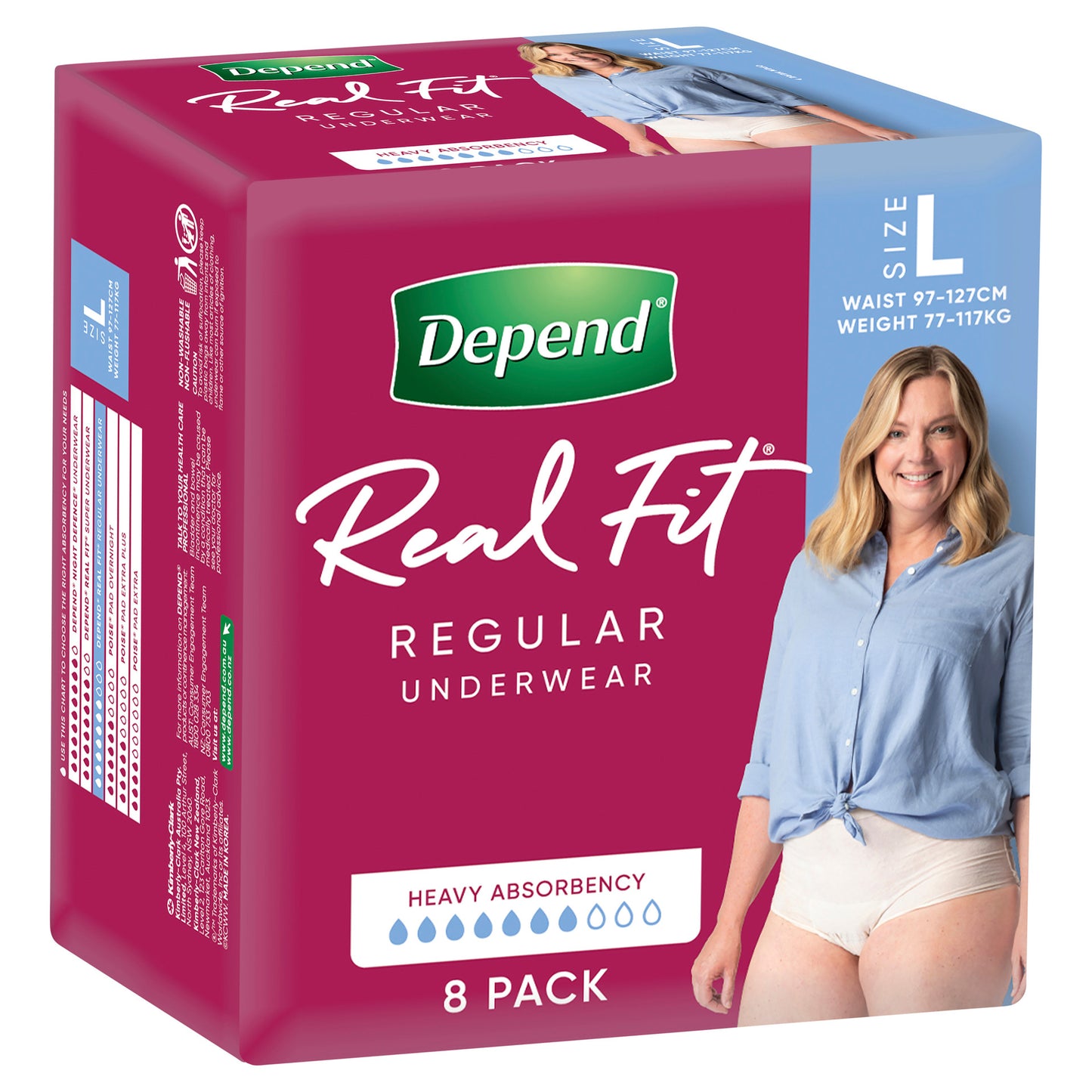 Depend R/Fit U/Wear Women Lg 8