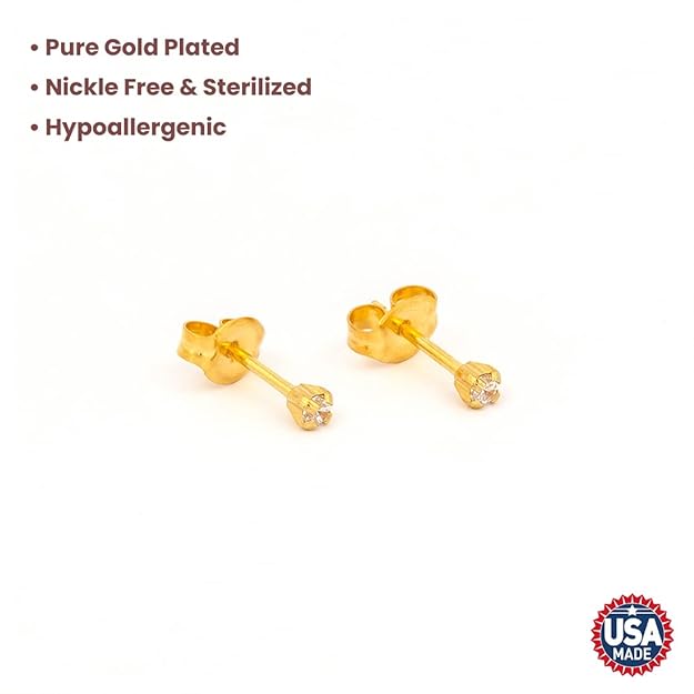 Ear Piercing 24K 2Mm Cz