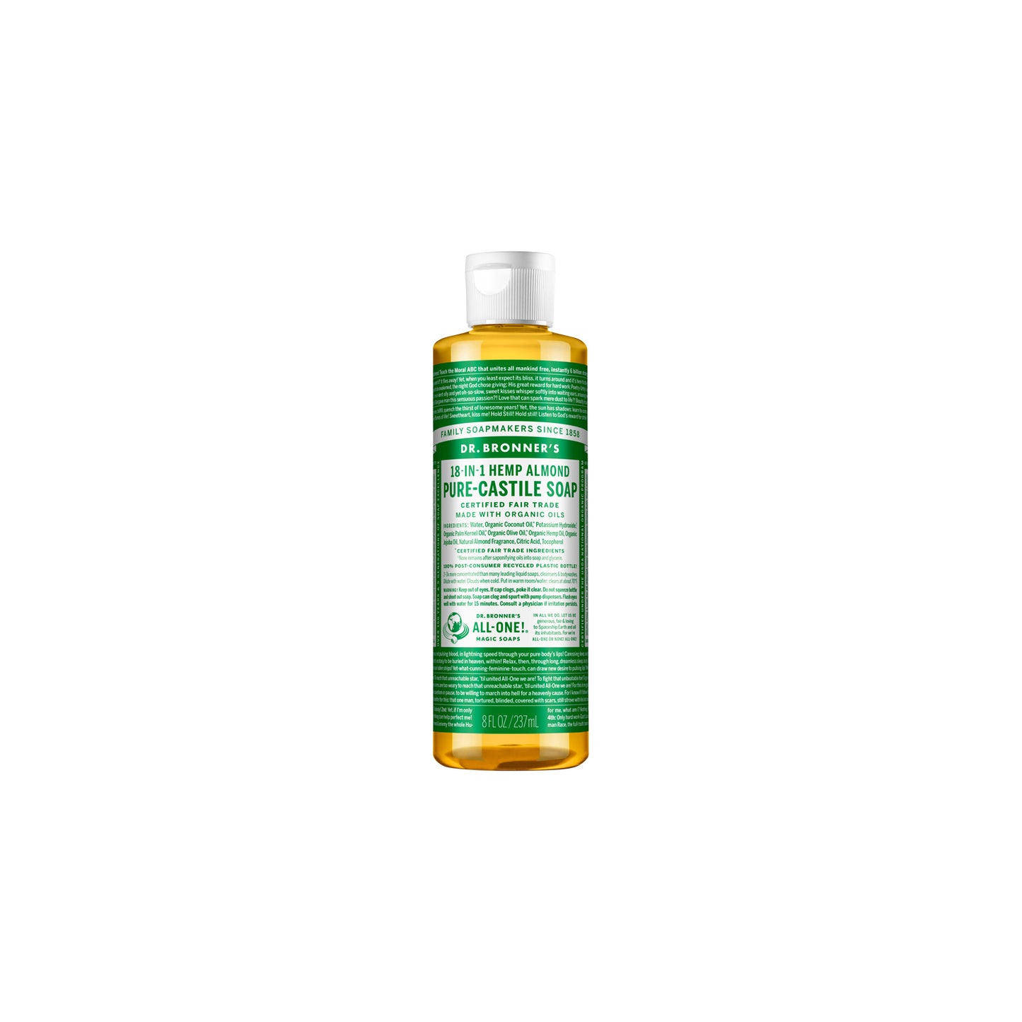 Dr. Bronner'S Pure-Castile Soap Liquid (Hemp 18-In-1) Almond 237mL