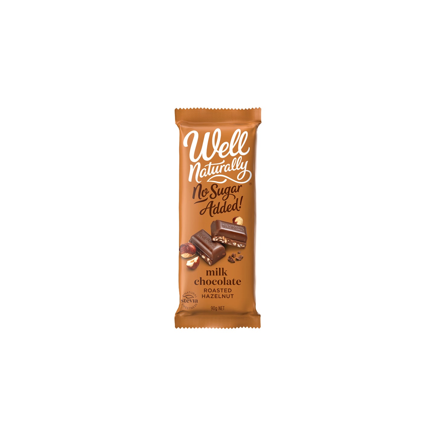 Well Naturally No Added Sugar Block Milk Chocolate Roasted Hazelnut 90g