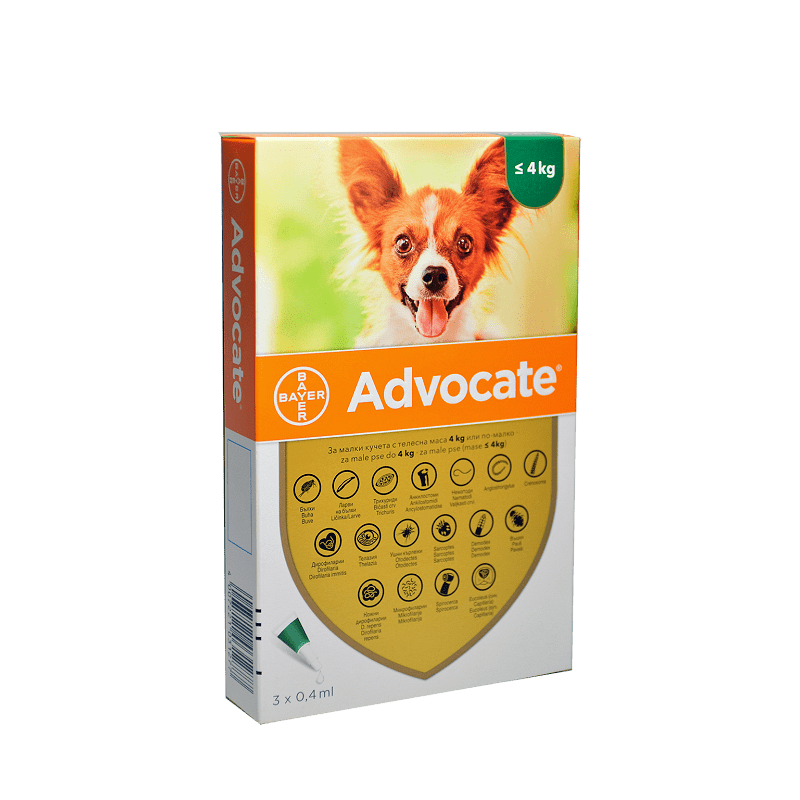 Advocate For Puppies And SmL Dogs Up To 4Kg 0.4mLx3
