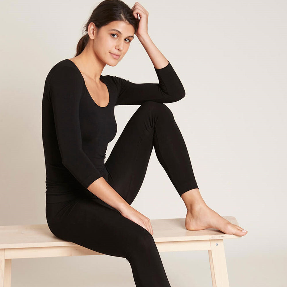 Boody Womens 3/4 Sleeve Top Black Xl