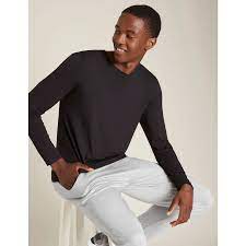 Boody Mens Long Sleeve Crew T-Shirt Black M