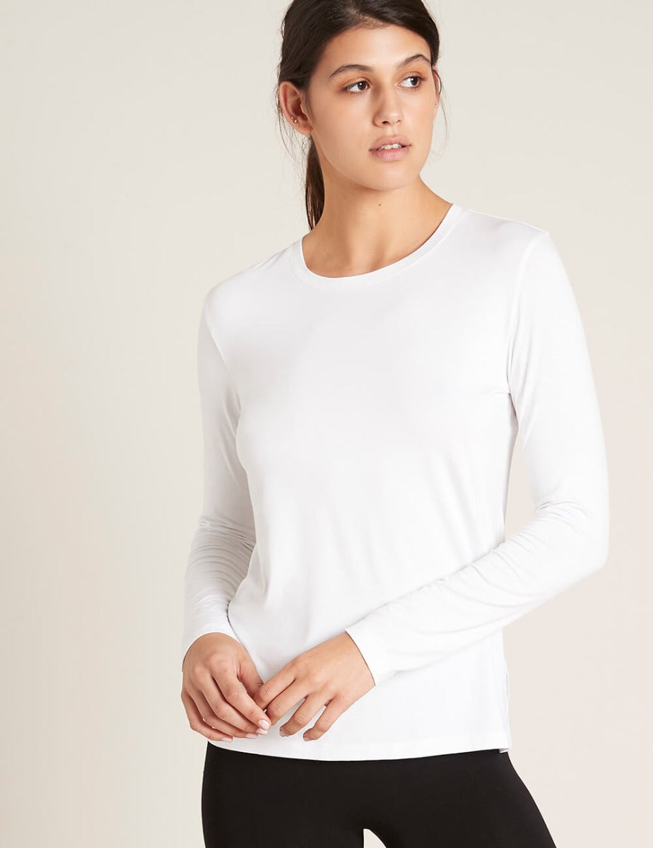 Boody Women'S Long Sleeve Round Neck T/Shiert White/L