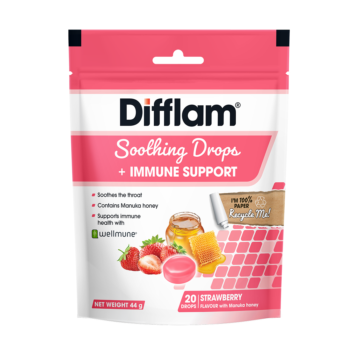 Difflam Sooth Drops +Immune Strawb 20
