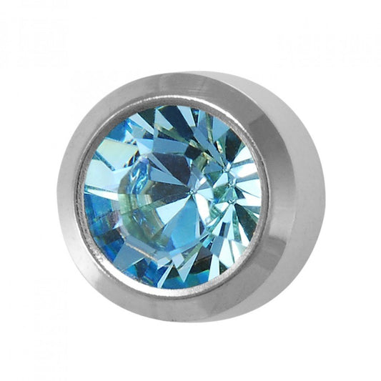 Ear Piercing S/Steel Reg Bezel Aqumarine