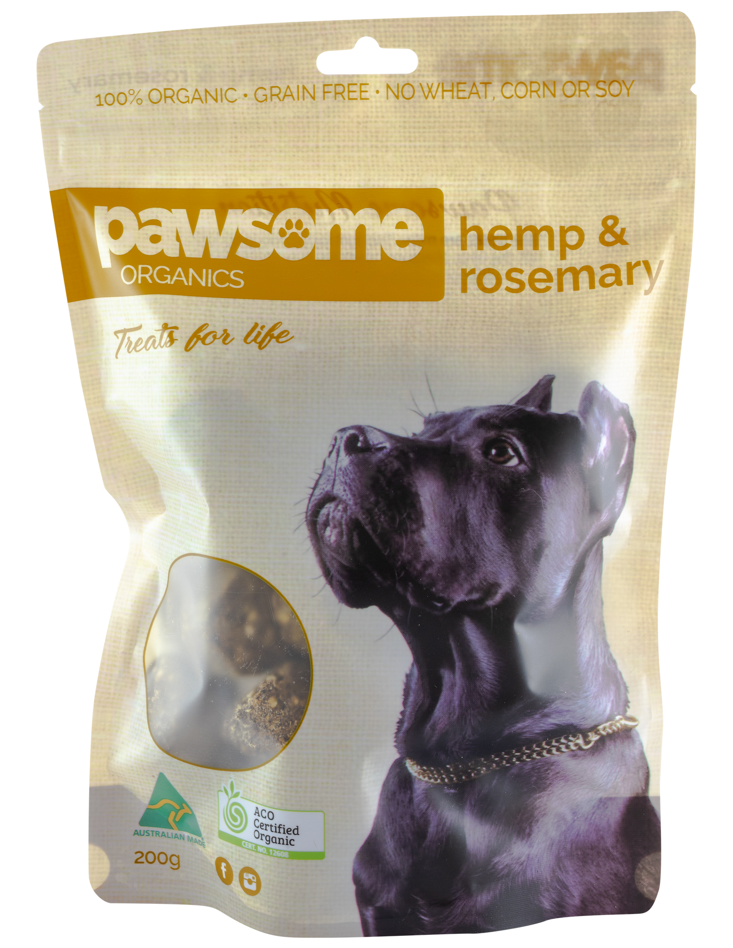 Pawsome Organics Organic Pet Treats Hemp 7 Rosemary 200g