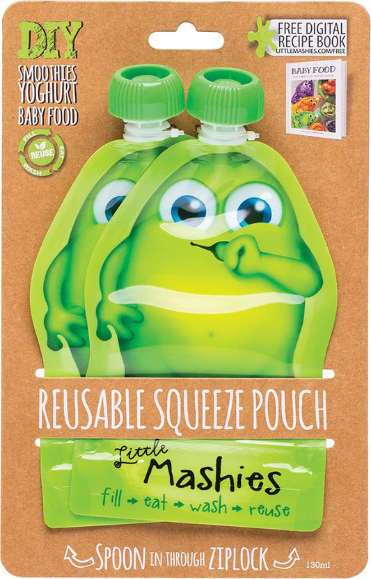 Little Mashies Reusable Squeeze Pouch Green 2X130mL