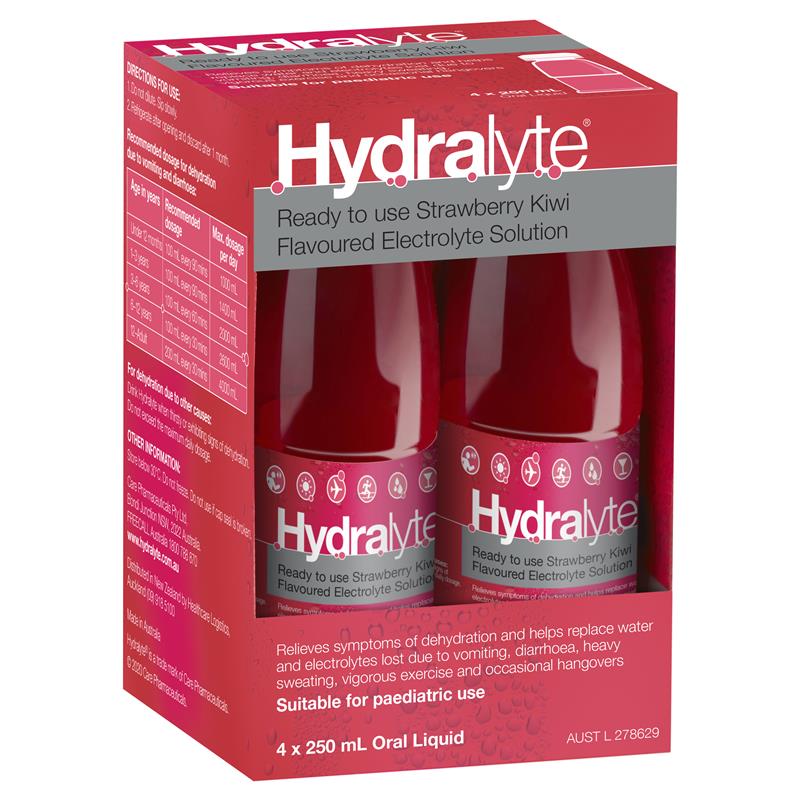 Hydralyte Liquid Strwb/Kiwi 4X250mL