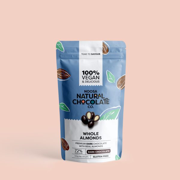 Noosa Natural Chocolate Co Dark Choc Whole Almonds 100g