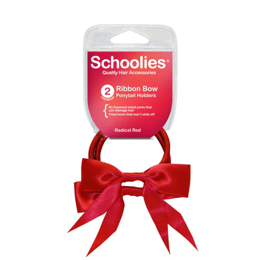 Schoolird Ribbon Bow 2Pc Radical Red