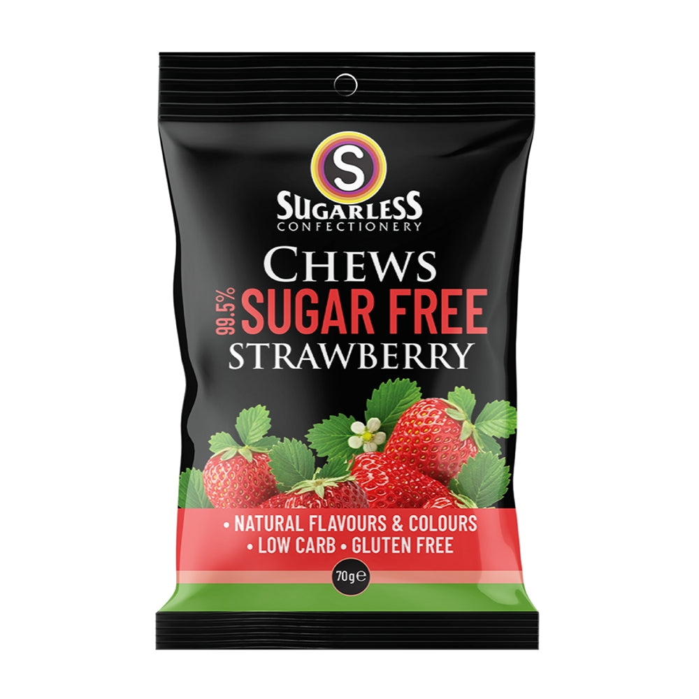 Sugarless Confectionery Chews Strawberry 70g