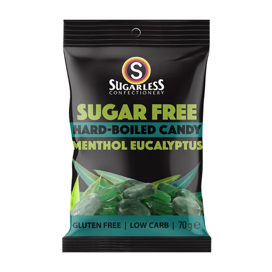 Sugarless Confectionery Hard-Boiled Candy Menthol Eucalyptus 70g