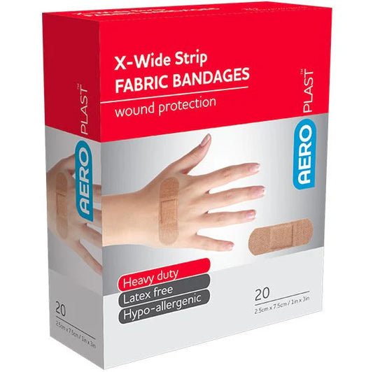 Aeroplast Fabric X-Wide Strip 7.5 X 2.5Cm 20Pk