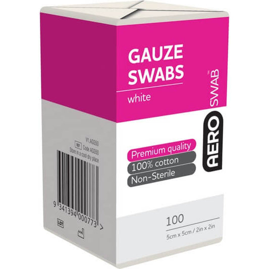 Aero Gauze Swabs 5Cm X 5Cm 100 Pk