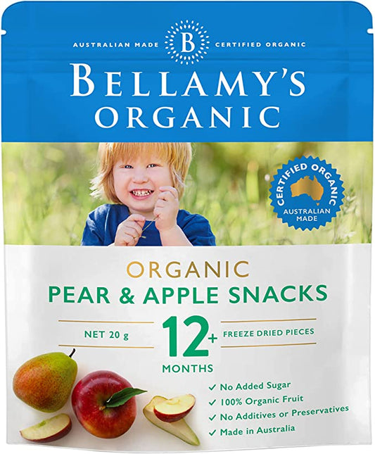 Bellamys Org Apple&Pear Snack 20gx6