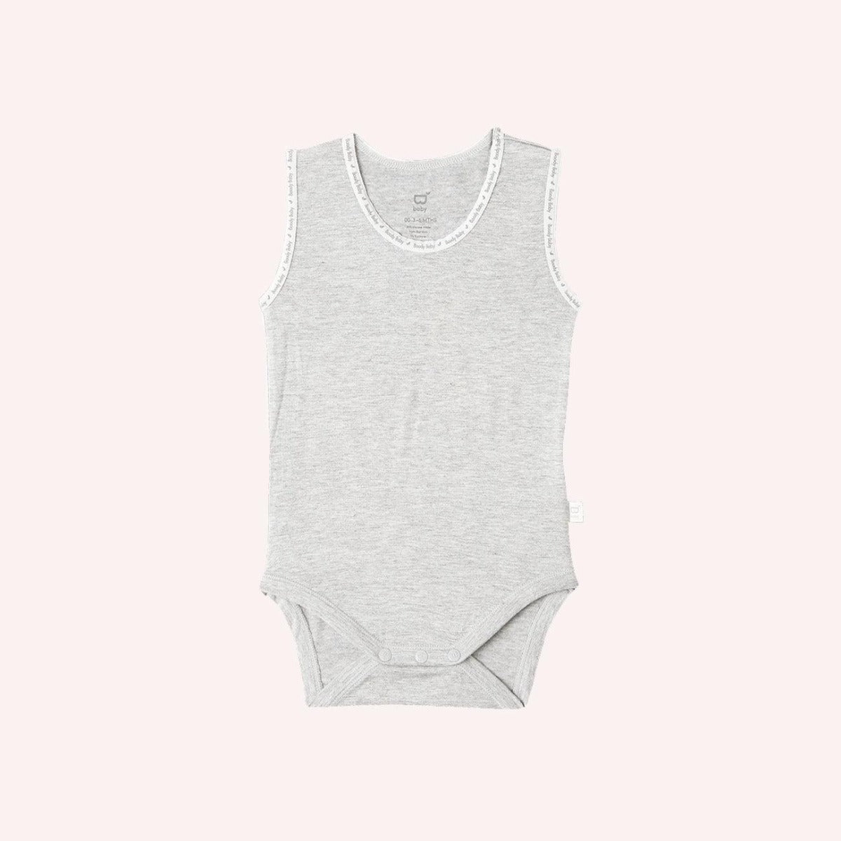 Boody Baby Sleeveless Body Suit Ligh Grey 3-6 Mths