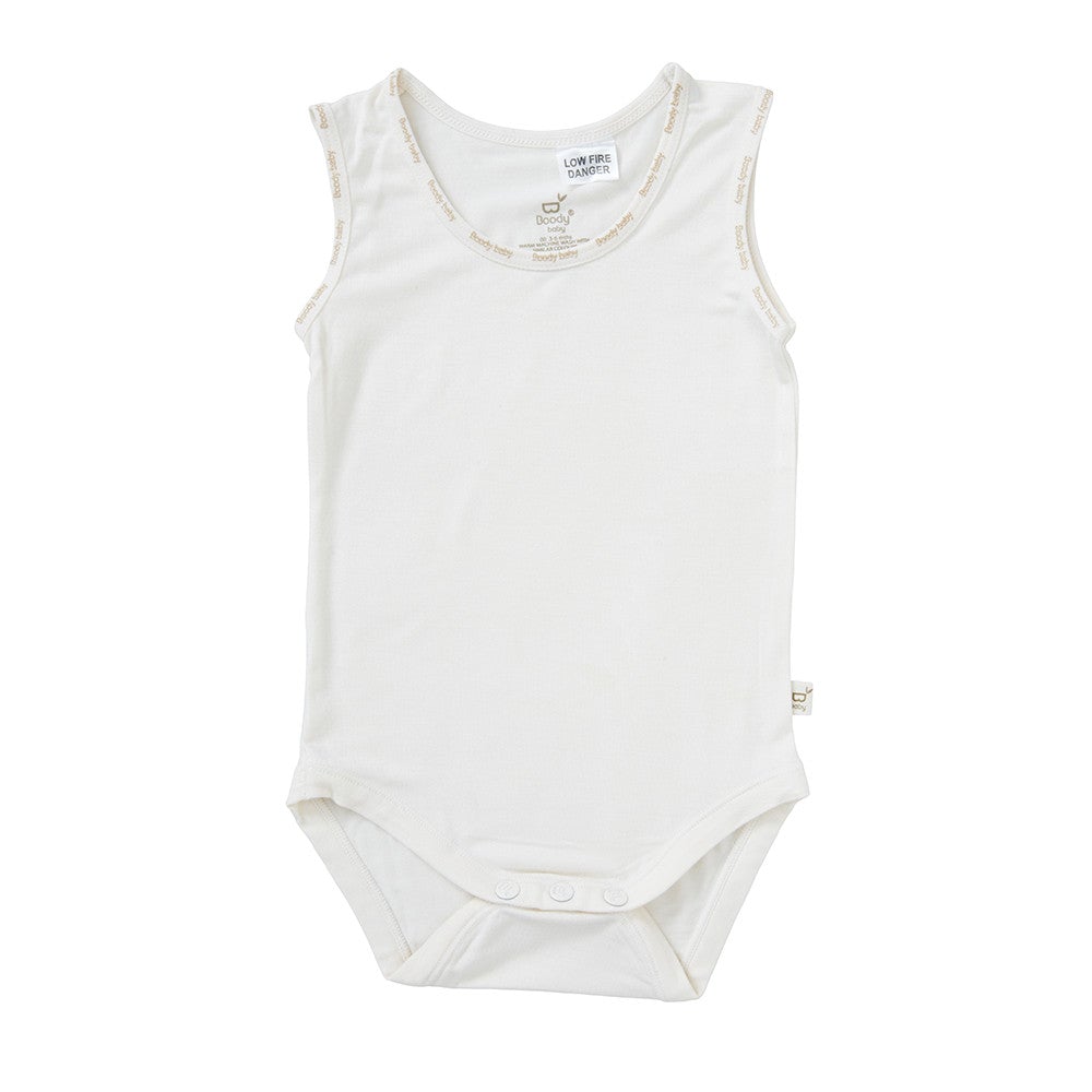 Boody Baby Sleeveless Bodysuit Chalk New Born