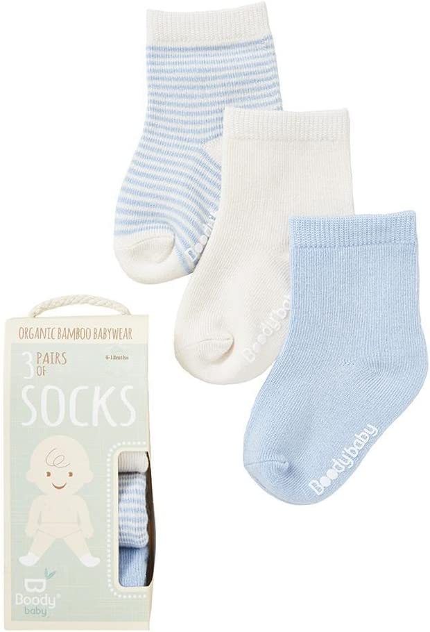 Boody Baby Socks 3 Pack Sky Blue 12-24 Mths