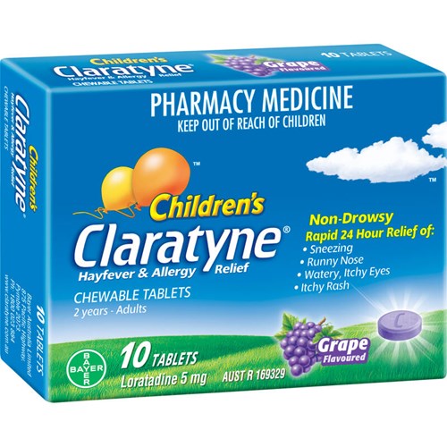 Claratyne Chewable Grape Tab 10