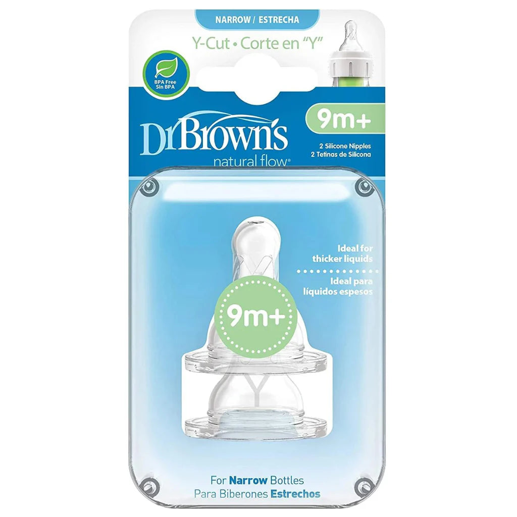 Dr Browns Narrow Ycut Teats 9M+ 2Pk