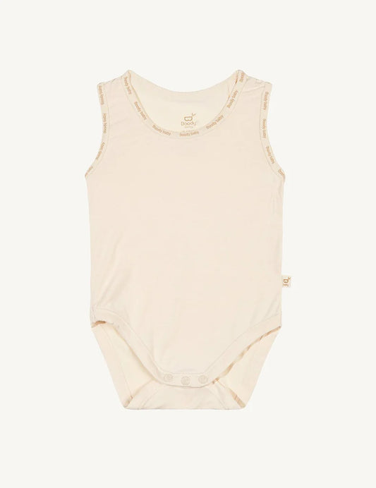 Boody Baby Sleeveless Body Suit  Chalk 0-3 Mths