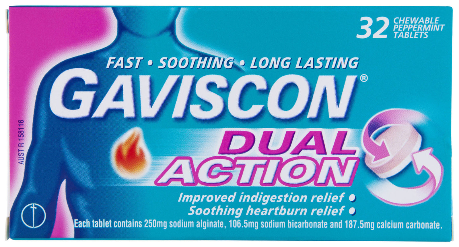 gaviscon Dual Action Peppermint Tab 32 – Chemcare Wellness Pharmacy