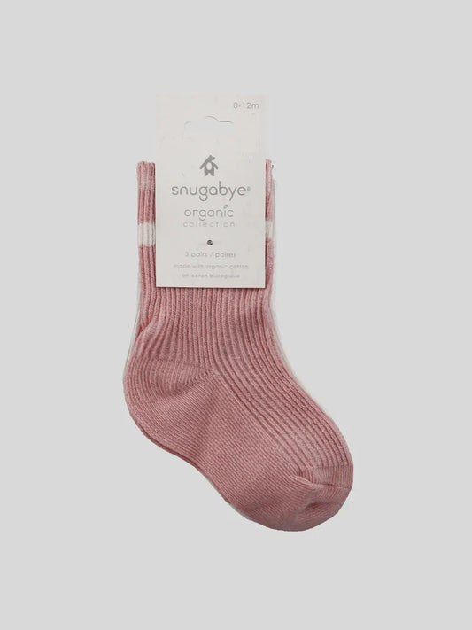 Baby Socks 3 Pack Rose 0-3 Mths