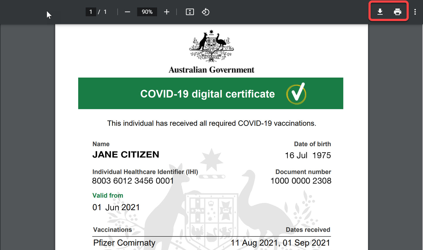 Covid 19 Digital Certificate
