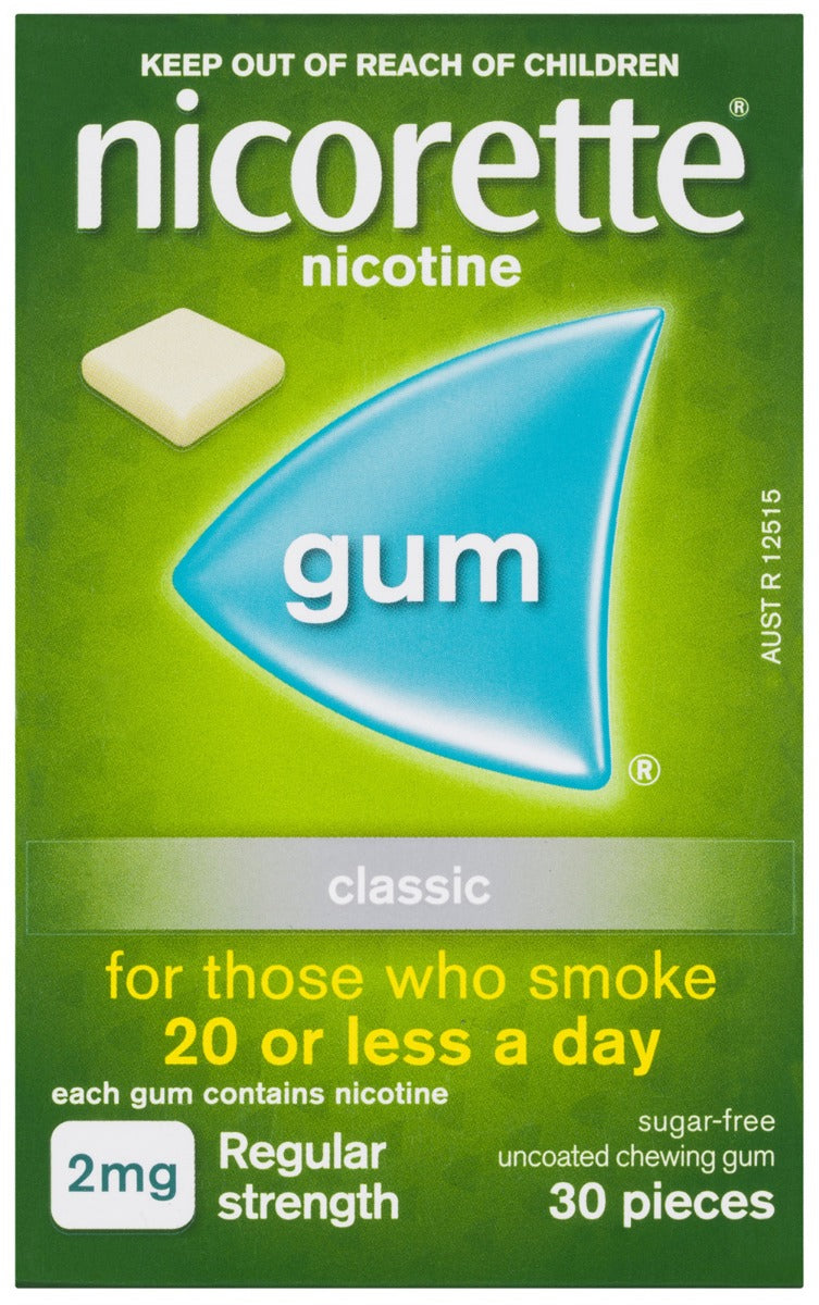 Nicorette Gum 2mg Classic Regular Strength 30Pk