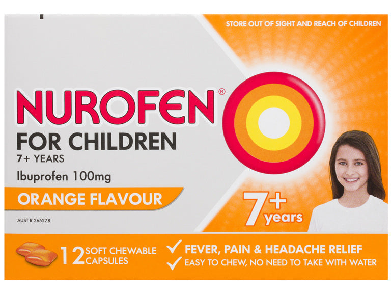 Nurofen Child 7+ Orange 100mg 12 Chewable Caps