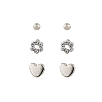 Studex Heart Daisy Set Rhodium