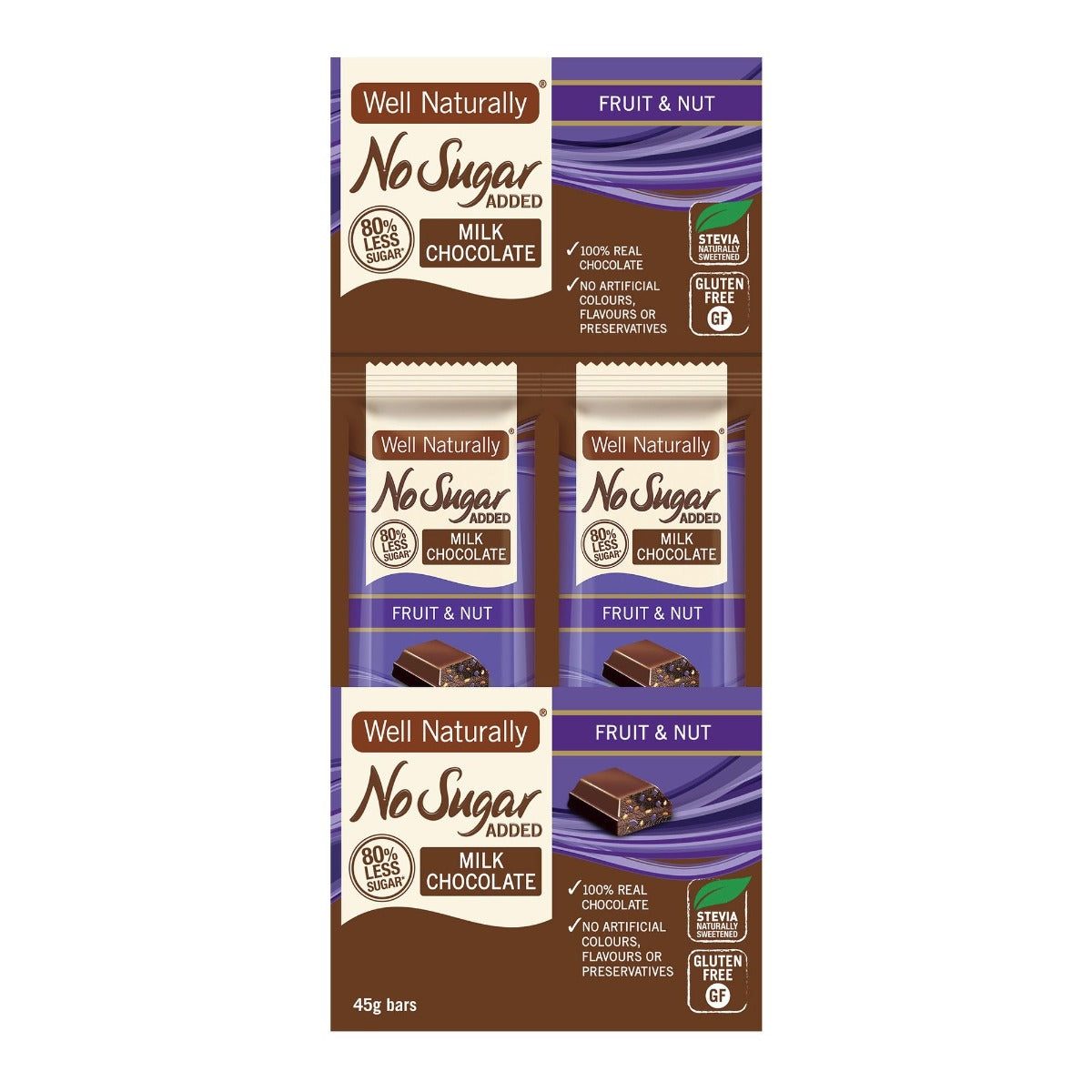 Well Naturally Milk Chocolate Fruit & Nut Bar 45g